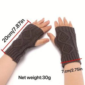 Cable Knit Gloves Autumn Winter Solid Color Fingerless Elastic Gloves Outdoor